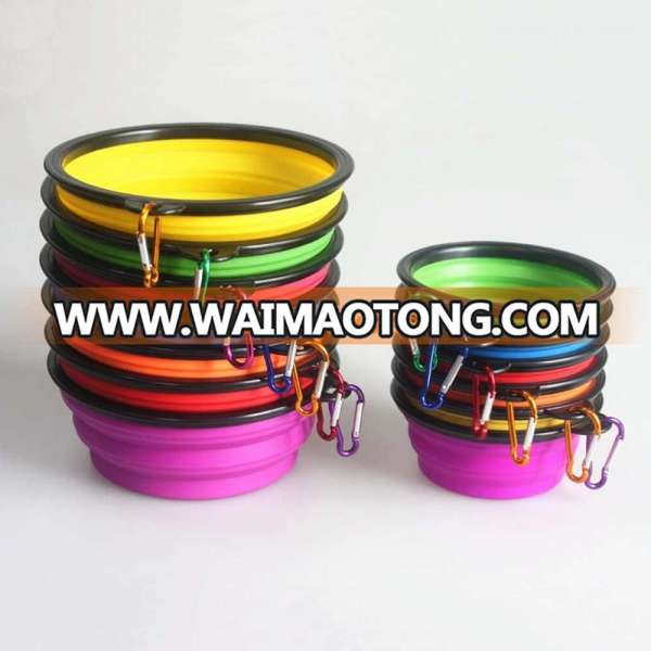 In - stock private label customized logo large size collapsible silicone travel dog bowls